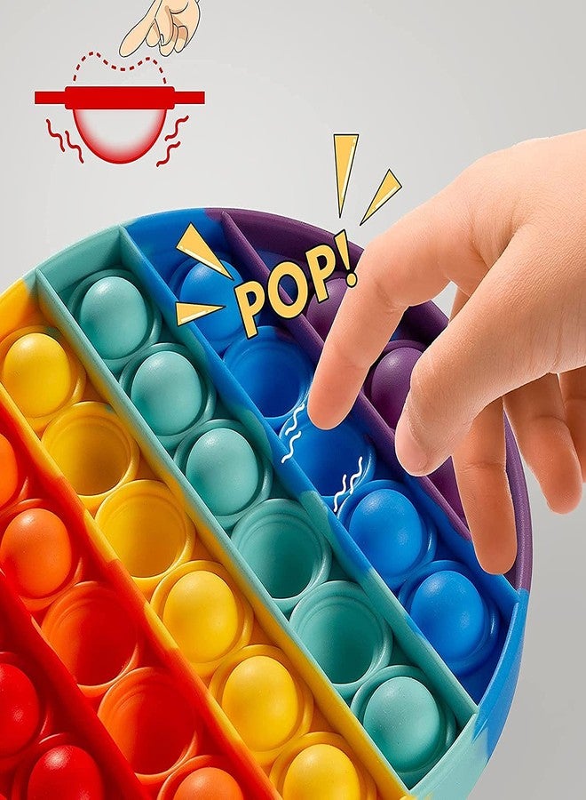 WOTOFY لعبة WOTOFY Pop it الحسية، لعبة سيليكون لفرقعة الفقاعات، لتخفيف القلق والتوتر، مواد تعليمية للأطفال والمراهقين والبالغين (زهرة قوس قزح) - Image 4